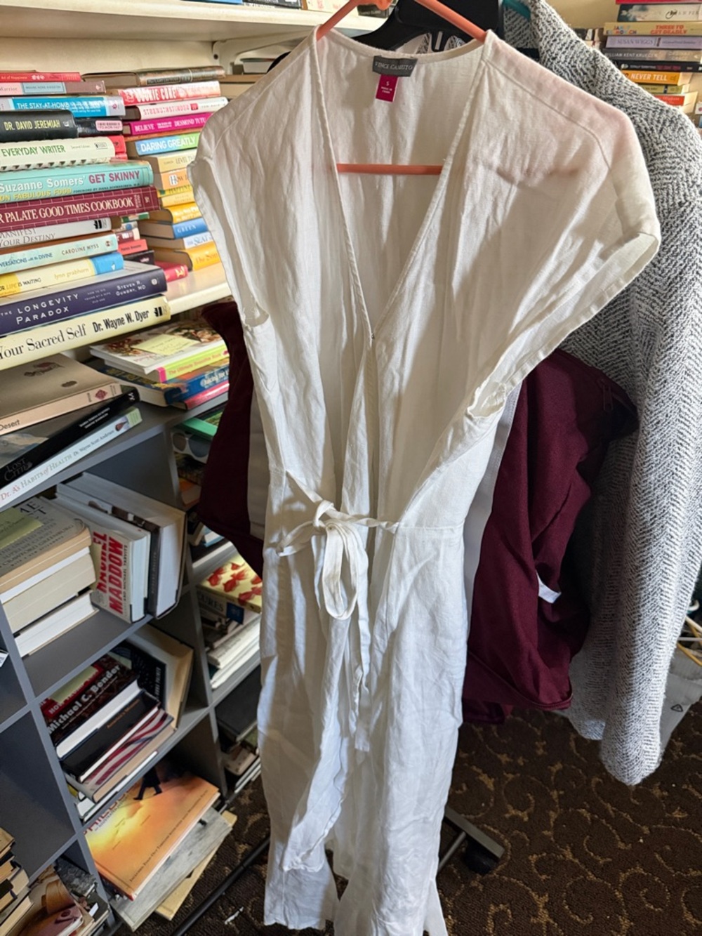 Vince Camuto White Tie-Waist Linen Duster